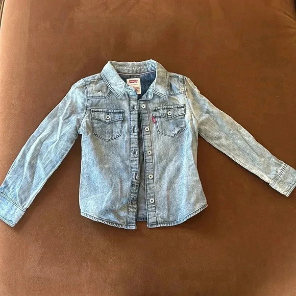 Levis Red Tab distressed Toddler denim shirt - Picture 1 of 5